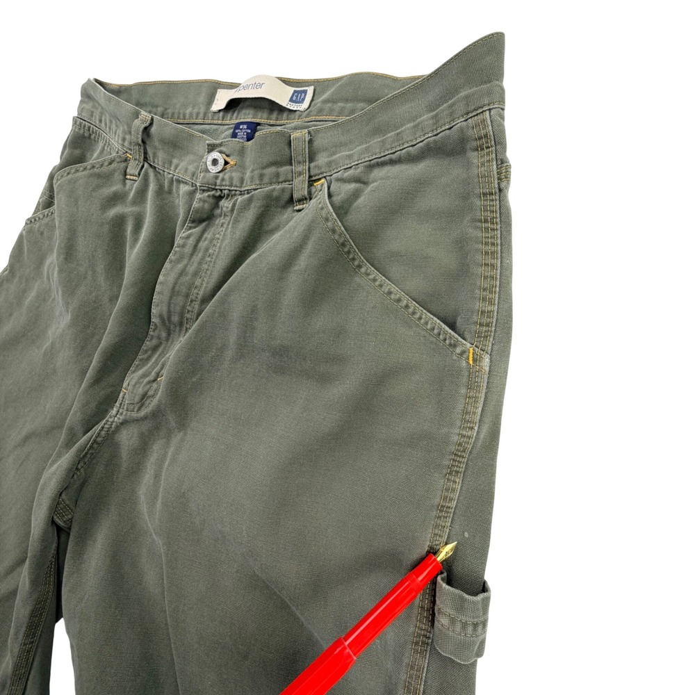 Vintage GAP Carpenter Shorts Men 36 Olive Green Cotton Canvas Utility Work Y2K - Picture 14 of 15